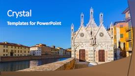  Presentation with italy - Audience pleasing PPT theme consisting of downtown in pisa italy - architecture backdrop and a cobalt blue colored foreground