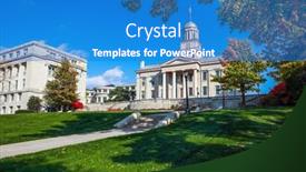  Presentation with focus - Presentation design with downtown-iowa-city-focus background and a teal colored foreground