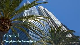  Presentation with angel - Slide deck with downtown la los angeles skyline background and a ocean colored foreground