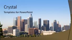  Presentation with downtown los angeles - Colorful presentation theme enhanced with downtown la los angeles skyline backdrop and a light blue colored foreground