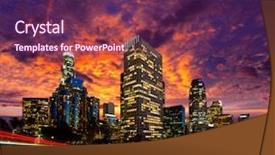  Presentation with downtown los angeles - PPT theme having downtown la night los angeles background and a violet colored foreground