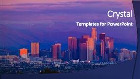  Presentation with downtown los angeles - Presentation featuring downtown los angeles at sunset background and a violet colored foreground