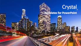  Presentation with downtown los angeles - Slide deck having downtown los angeles california usa background and a royal blue colored foreground