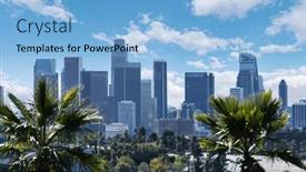  Presentation with downtown los angeles - Presentation featuring downtown-los-angeles-skyline background and a light blue colored foreground