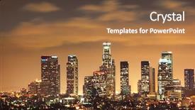  Presentation with downtown los angeles - Presentation theme enhanced with downtown los angeles skyline background and a tawny brown colored foreground