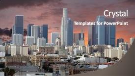  Presentation with downtown los angeles - Cool new presentation theme with downtown los angeles with sunset backdrop and a gray colored foreground