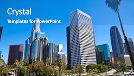  Presentation with downtown los angeles - Presentation featuring downtown los angeles background and a teal colored foreground