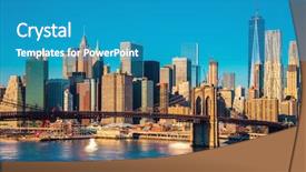  Presentation with brooklyn - PPT layouts consisting of downtown new york brooklyn bridge background and a teal colored foreground