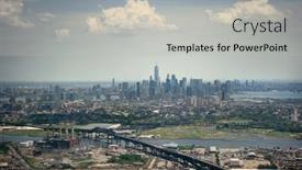  Presentation with world trade center - Colorful presentation enhanced with downtown-new-york-city-aerial backdrop and a light gray colored foreground