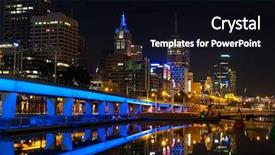  Presentation with melbourne - Amazing PPT theme having downtown of melbourne at night backdrop and a black colored foreground
