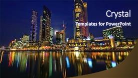  Presentation with melbourne - Beautiful PPT layouts featuring downtown of melbourne at night backdrop and a navy blue colored foreground