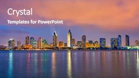  Presentation with night - PPT theme having downtown san diego at night background and a coral colored foreground