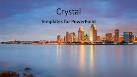  Presentation with night - Amazing presentation theme having downtown san diego at night backdrop and a teal colored foreground