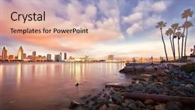  Presentation with night - Slide deck featuring downtown san diego at night background and a lemonade colored foreground