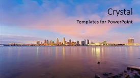  Presentation with san diego team news - Audience pleasing slides consisting of downtown san diego at night backdrop and a teal colored foreground