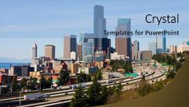  Presentation with seattle - Slides consisting of downtown seattle background and a light blue colored foreground