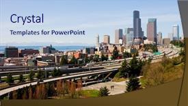  Presentation with seattle - Amazing slide deck having downtown seattle backdrop and a light blue colored foreground