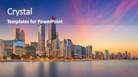  Presentation with chicago skyline - Theme featuring downtown skyline from lake michigan background and a ocean colored foreground