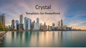  Presentation with chicago skyline - Colorful slide deck enhanced with chicago illinois usa downtown skyline backdrop and a soft green colored foreground