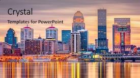  Presentation with kentucky - PPT layouts enhanced with downtown skyline on the ohio background and a coral colored foreground