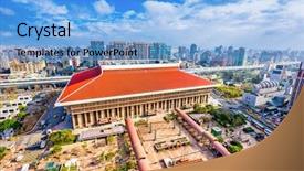  Presentation with taipei - PPT layouts enhanced with downtown skyline over the station background and a light blue colored foreground