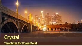  Presentation with downtown los angeles - Amazing PPT layouts having downtown skyline with bridge backdrop and a tawny brown colored foreground