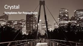  Presentation with pedestrian bridge - Cool new slide deck with downtown skyscrapers at hight backdrop and a gray colored foreground