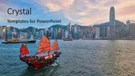  Presentation with hong kong china - Amazing presentation having downtown skyscrapers over victoria harbour backdrop and a light blue colored foreground