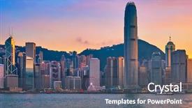  Presentation with hong kong china - Cool new presentation theme with downtown skyscrapers over victoria harbour backdrop and a gray colored foreground