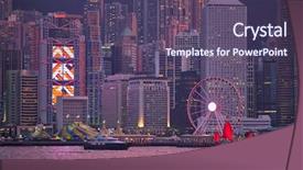  Presentation with hong kong china - Cool new presentation with downtown skyscrapers over victoria harbour backdrop and a violet colored foreground