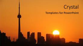  Presentation with toronto - PPT theme consisting of downtown toronto at sunrise background and a gold colored foreground