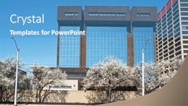  Presentation with urban - Presentation consisting of downtown-urban-building-with-flowering background and a  colored foreground