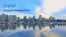  Presentation with metropolitan - Presentation design featuring downtown-vancouver-on-july-1 background and a light blue colored foreground