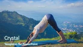  Presentation with sun salutation - Slide set with downward facing dog - in surya background and a ocean colored foreground