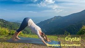  Presentation with sun salutation - Theme featuring downward facing dog - in surya background and a tawny brown colored foreground