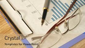  Presentation with dark blue gray - Presentation featuring downward trend - bar graph on a blue background and a coral colored foreground