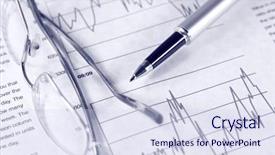  Presentation with glasses blurry eye chart - Presentation theme having downward trend - financial chart pen and glasses background and a sky blue colored foreground