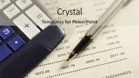  Presentation with finance financial business economy exchan - Cool new presentation theme with downward trend - financial figures pen and calculator backdrop and a soft green colored foreground