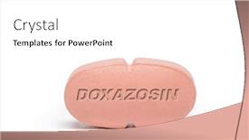  Presentation with pharmaceutical - Slide set having doxazosin-pharmaceutical-medicine-pills-tablet background and a white colored foreground