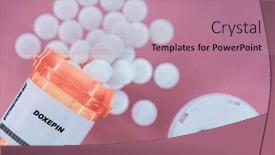  Presentation with spilling - Slide deck consisting of doxepin-rx-medicine-pills background and a coral colored foreground