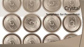 Presentation with energy drinks in metal cans - PPT layouts featuring dozen cans of drinks pack background and a coral colored foreground