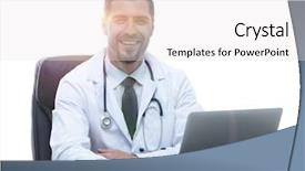  Presentation with desktop - Slide set enhanced with dr - closeup dr therapist sitting background and a white colored foreground