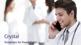  Presentation with smartphone - Cool new PPT layouts with dr - dr therapist is talking backdrop and a sky blue colored foreground