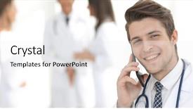  Presentation with smartphone - Beautiful PPT theme featuring dr - dr therapist is talking backdrop and a white colored foreground