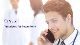  Presentation with smartphone - Cool new PPT layouts with dr - dr therapist is talking backdrop and a sky blue colored foreground