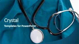  Presentation with medical supplies - Beautiful PPT theme featuring dr - medical supplies - stethoscope backdrop and a ocean colored foreground