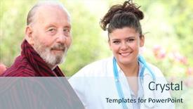  Presentation with medical assistant - Presentation enhanced with dr - senior elderly man with nurse background and a sky blue colored foreground