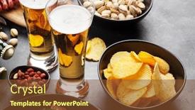  Presentation with snacks - Beautiful slide set featuring draft-beer-and-snacks backdrop and a tawny brown colored foreground