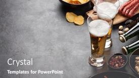  Presentation with snacks - Colorful PPT layouts enhanced with draft-beer-and-snacks backdrop and a gray colored foreground