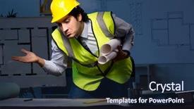  Presentation with garment construction - Amazing slide deck having drafting error - young construction architect working backdrop and a navy blue colored foreground